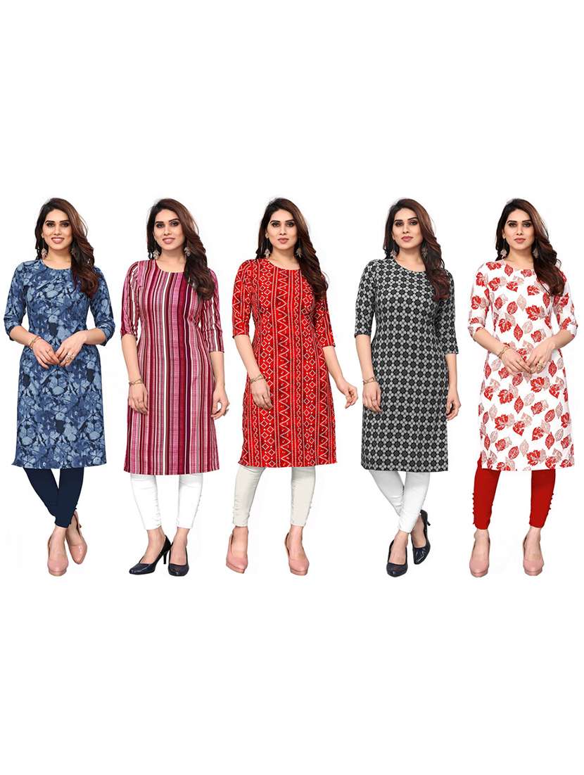 women pack of 5 printed straight kurta - 22269716 -  Standard Image - 6