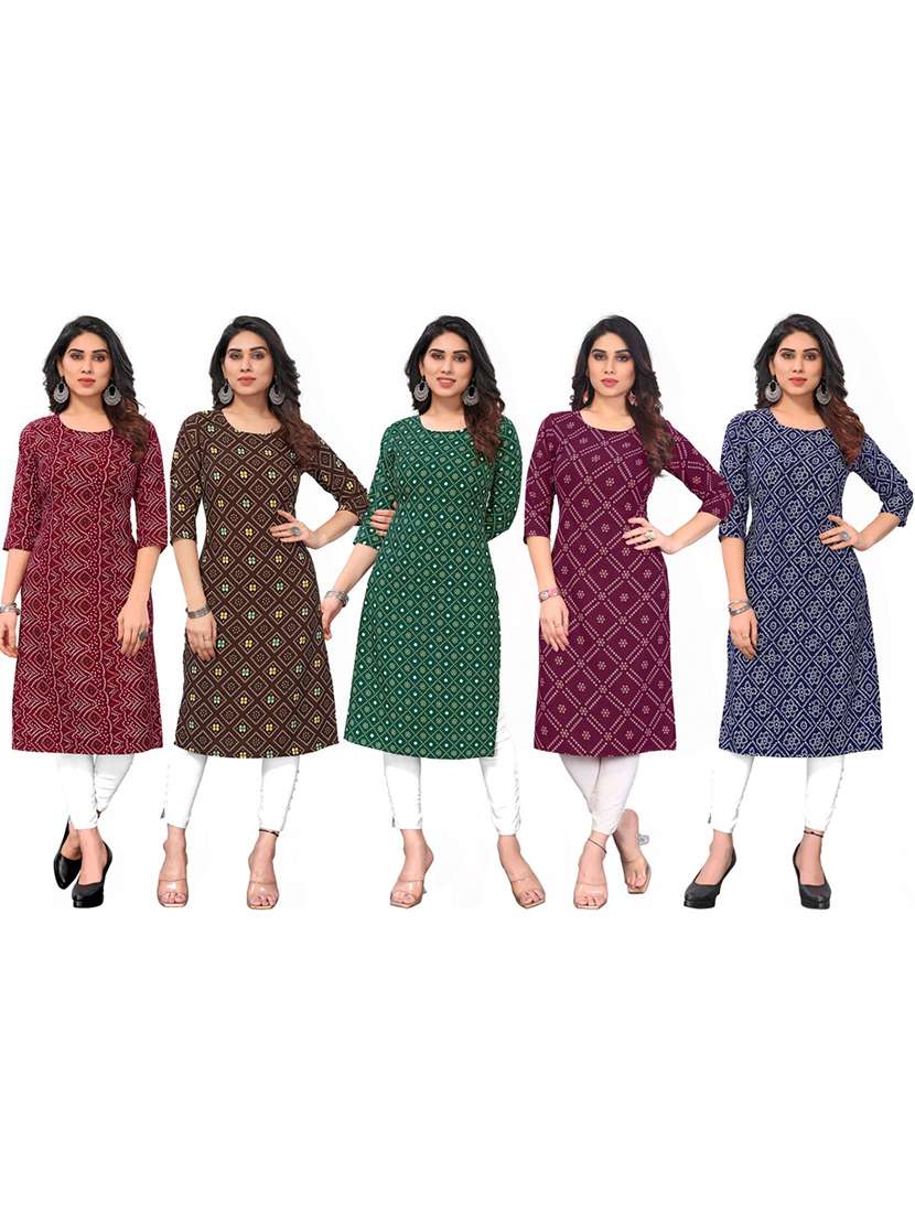 women pack of 5 printed straight kurta - 22269720 -  Standard Image - 6