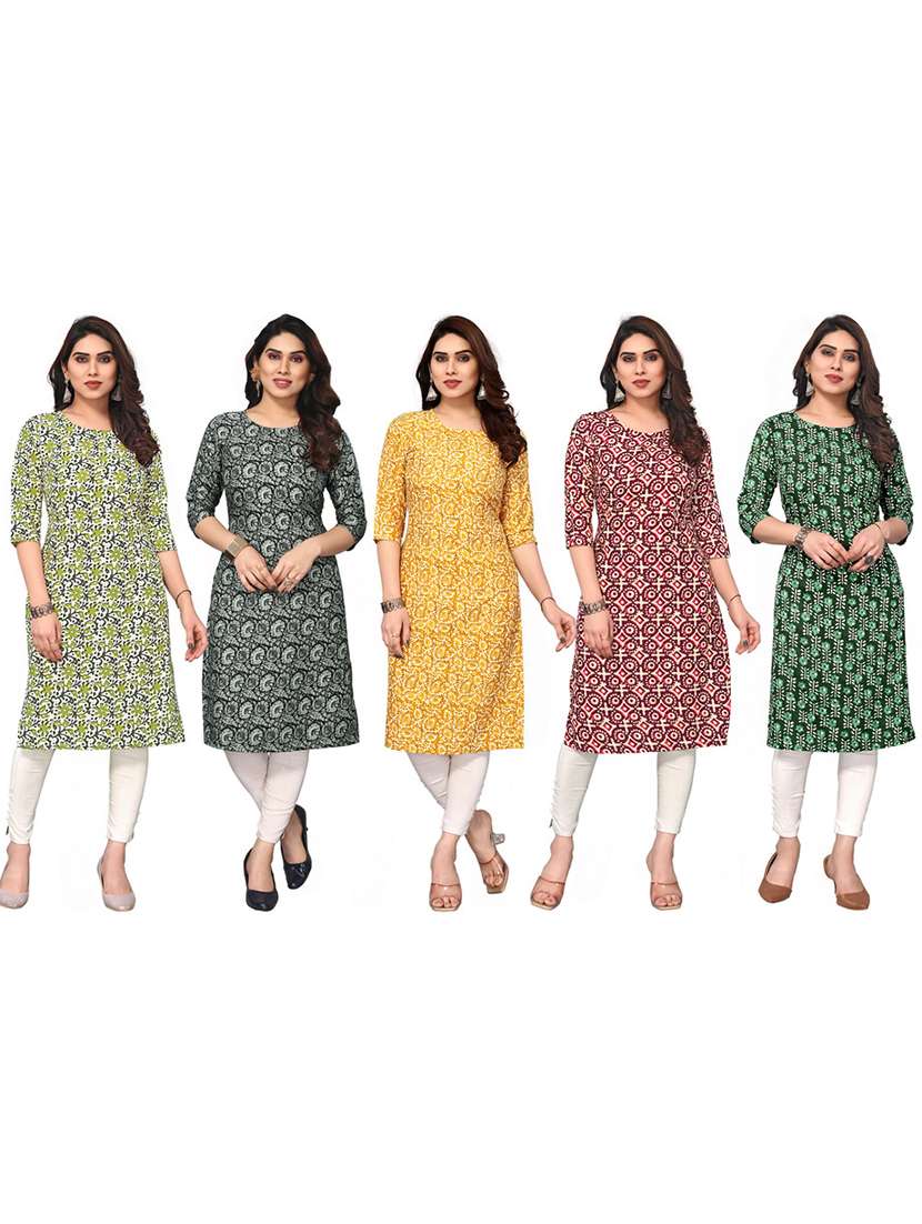 women pack of 5 printed straight kurta - 22269733 -  Standard Image - 6