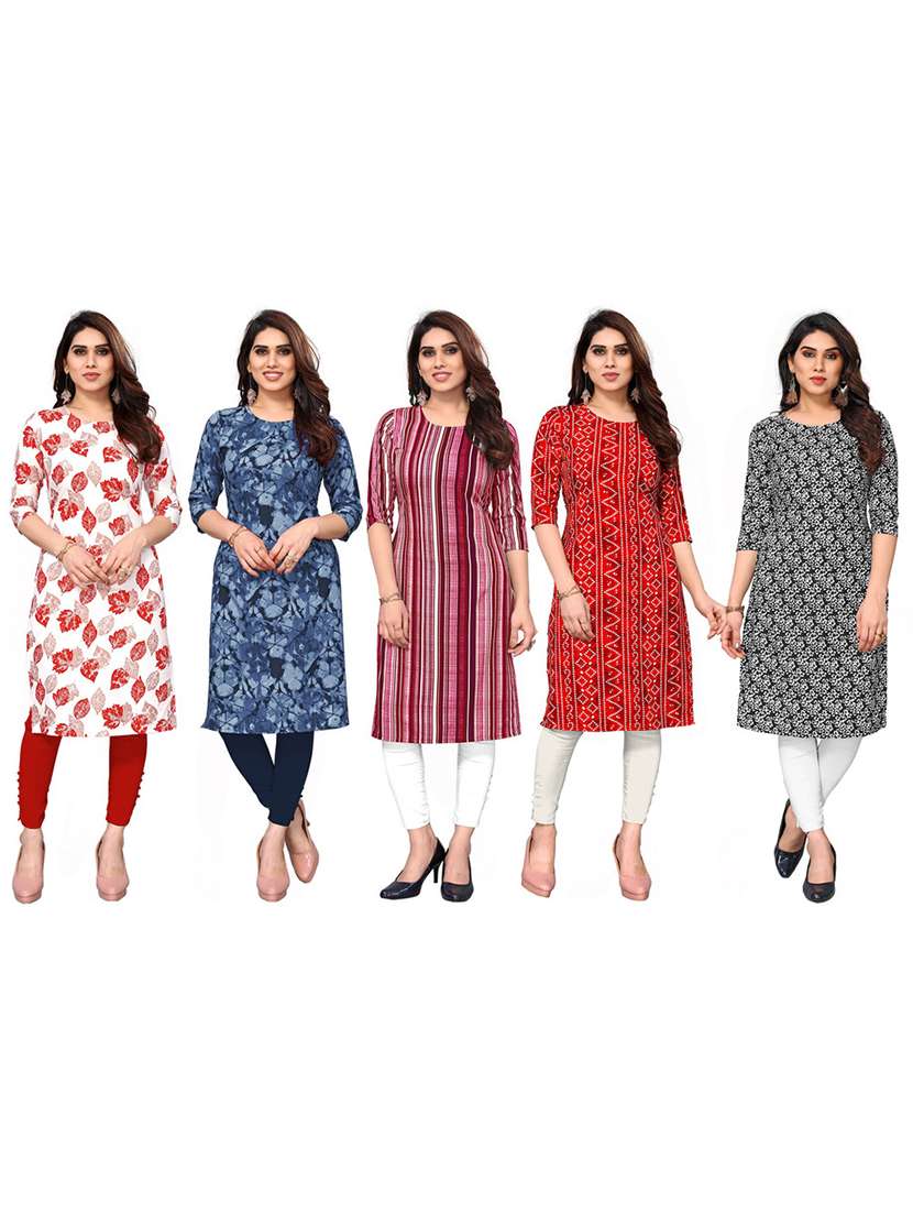 women pack of 5 printed straight kurta - 22269776 -  Standard Image - 6