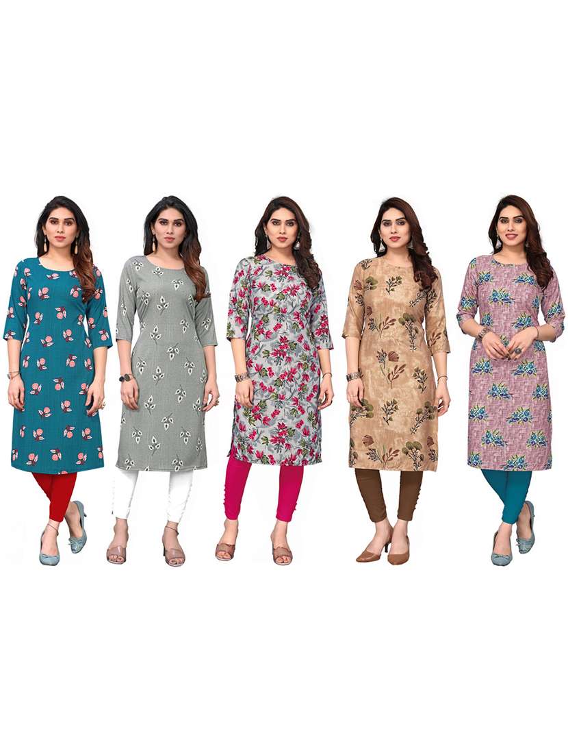 women pack of 5 printed straight kurta - 22269781 -  Standard Image - 6