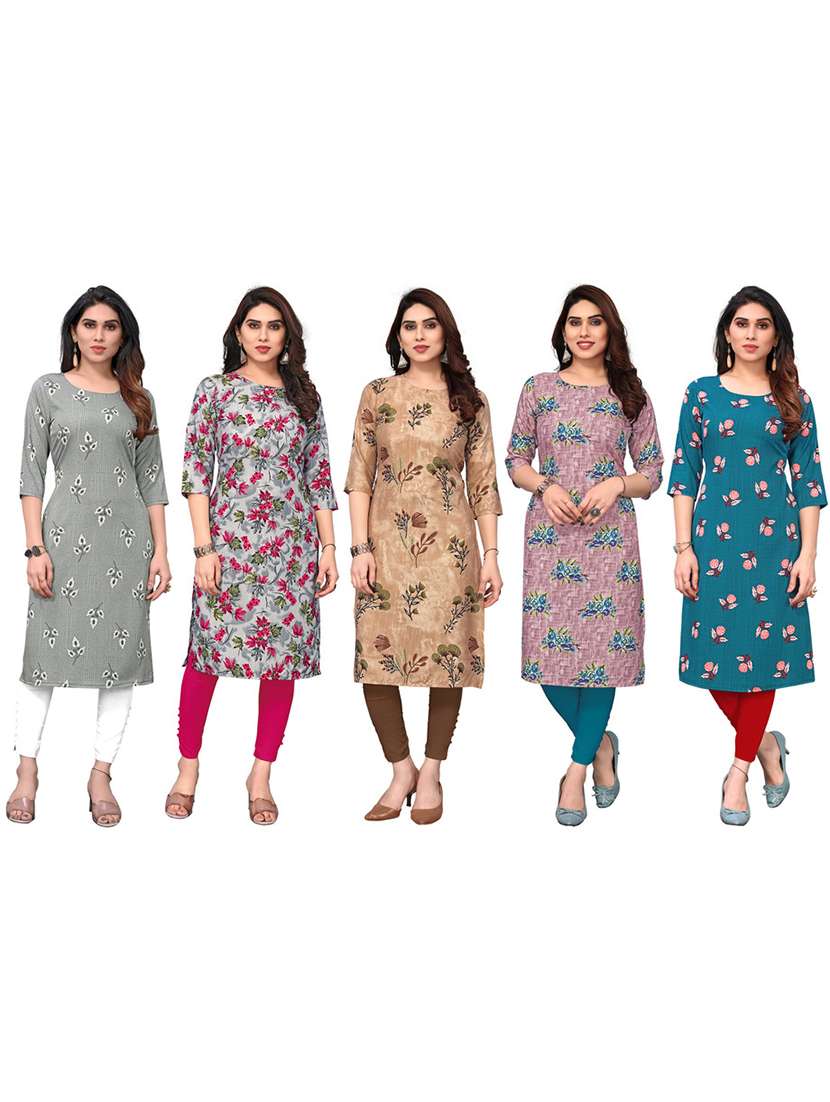 women pack of 5 printed straight kurta - 22269801 -  Standard Image - 6