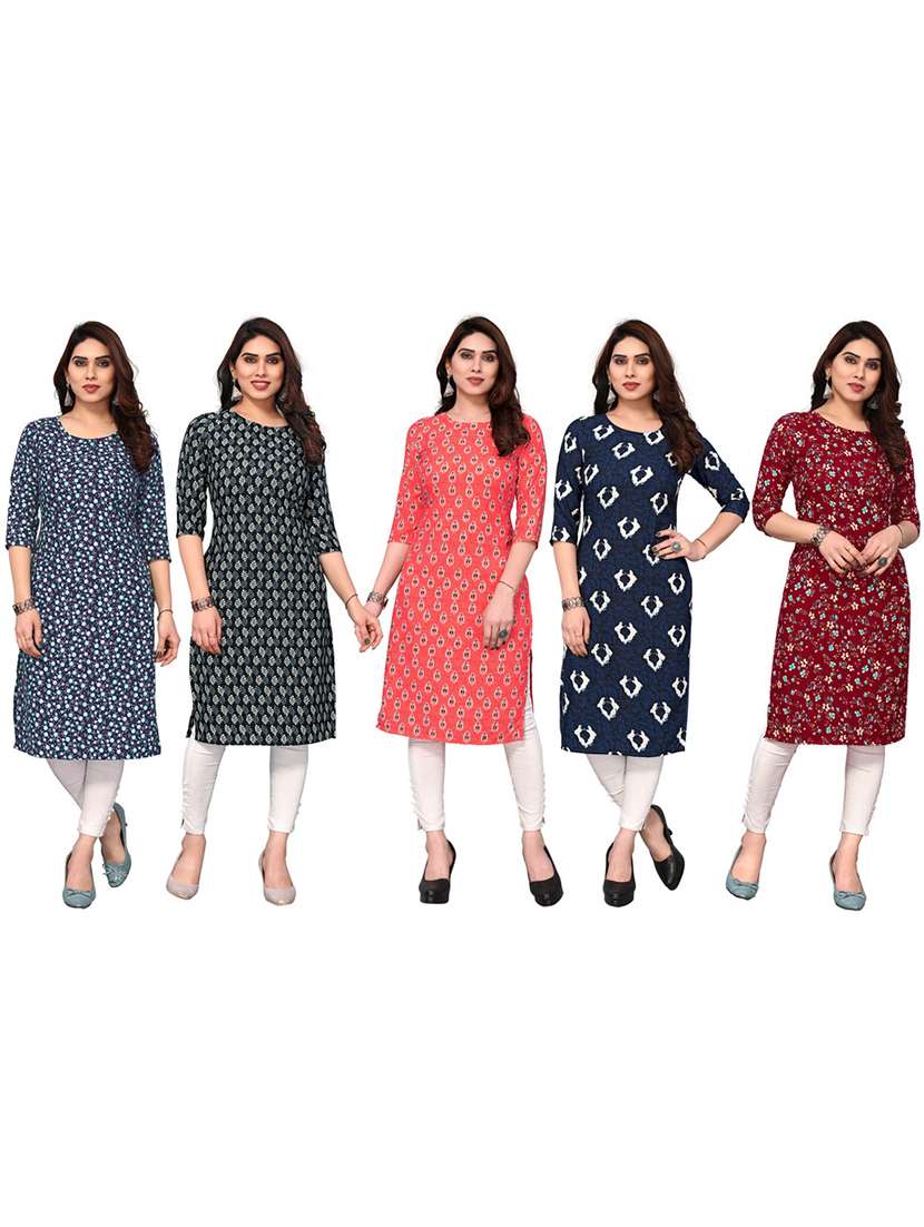 women pack of 5 printed straight kurta - 22269802 -  Standard Image - 6