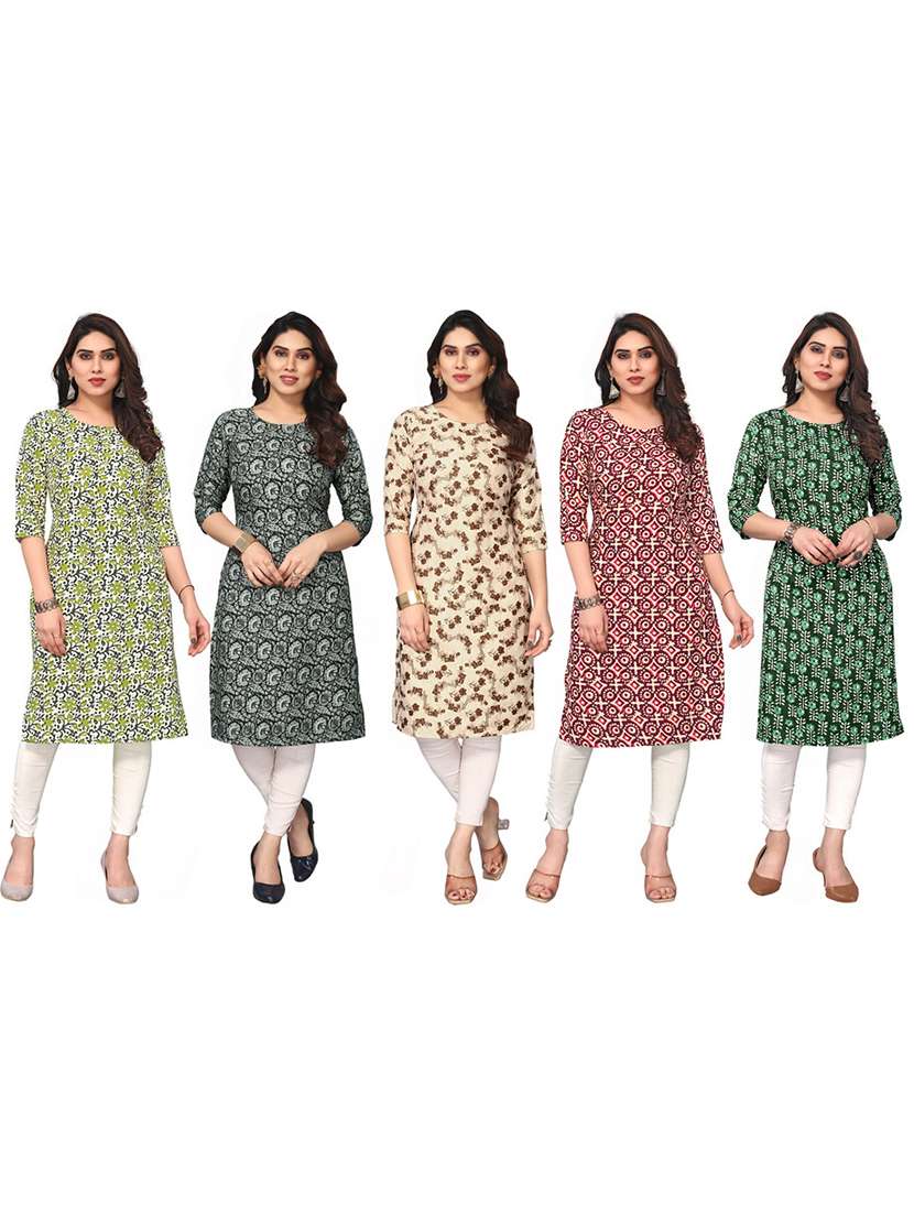 women pack of 5 printed straight kurta - 22269813 -  Standard Image - 6