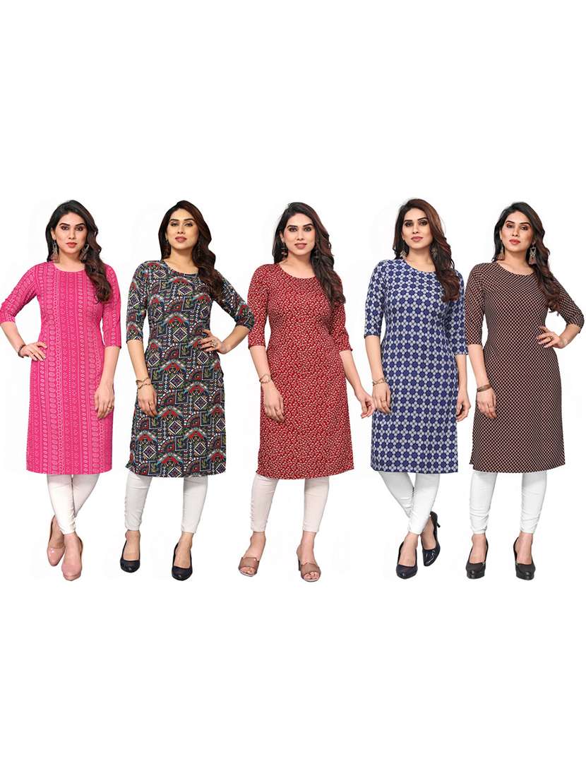 women pack of 5 printed straight kurta - 22269841 -  Standard Image - 6