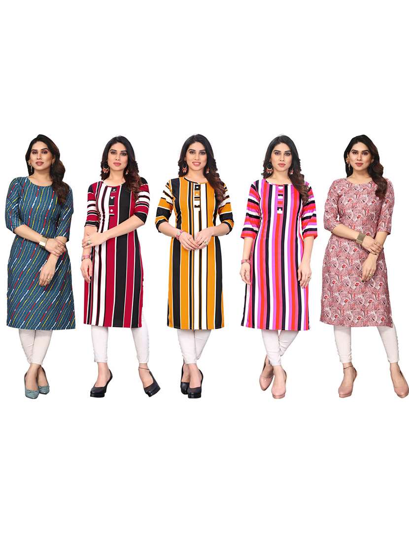 women pack of 5 printed straight kurta - 22269845 -  Standard Image - 6