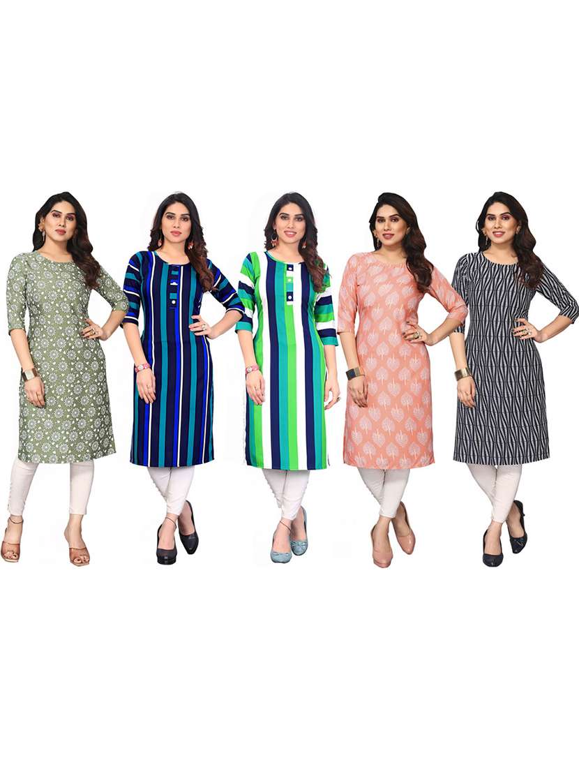 women pack of 5 printed straight kurta - 22269855 -  Standard Image - 6
