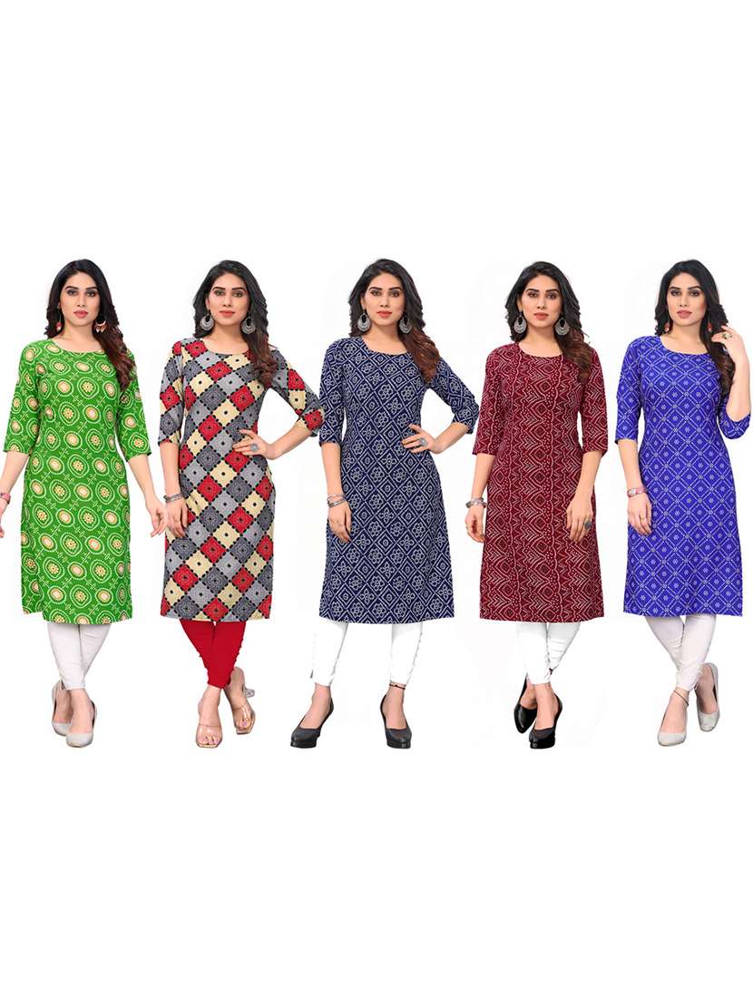 women pack of 5 printed straight kurta - 22269887 -  Standard Image - 6
