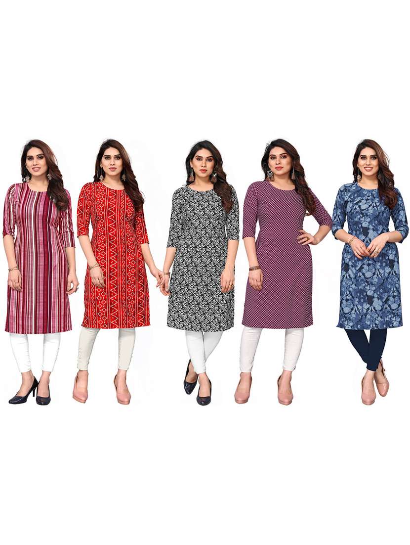 women pack of 5 printed straight kurta - 22269893 -  Standard Image - 6