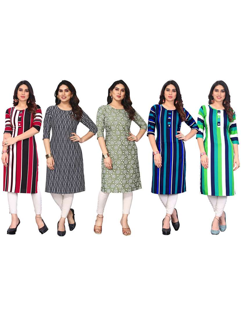 women pack of 5 printed straight kurta - 22269915 -  Standard Image - 6
