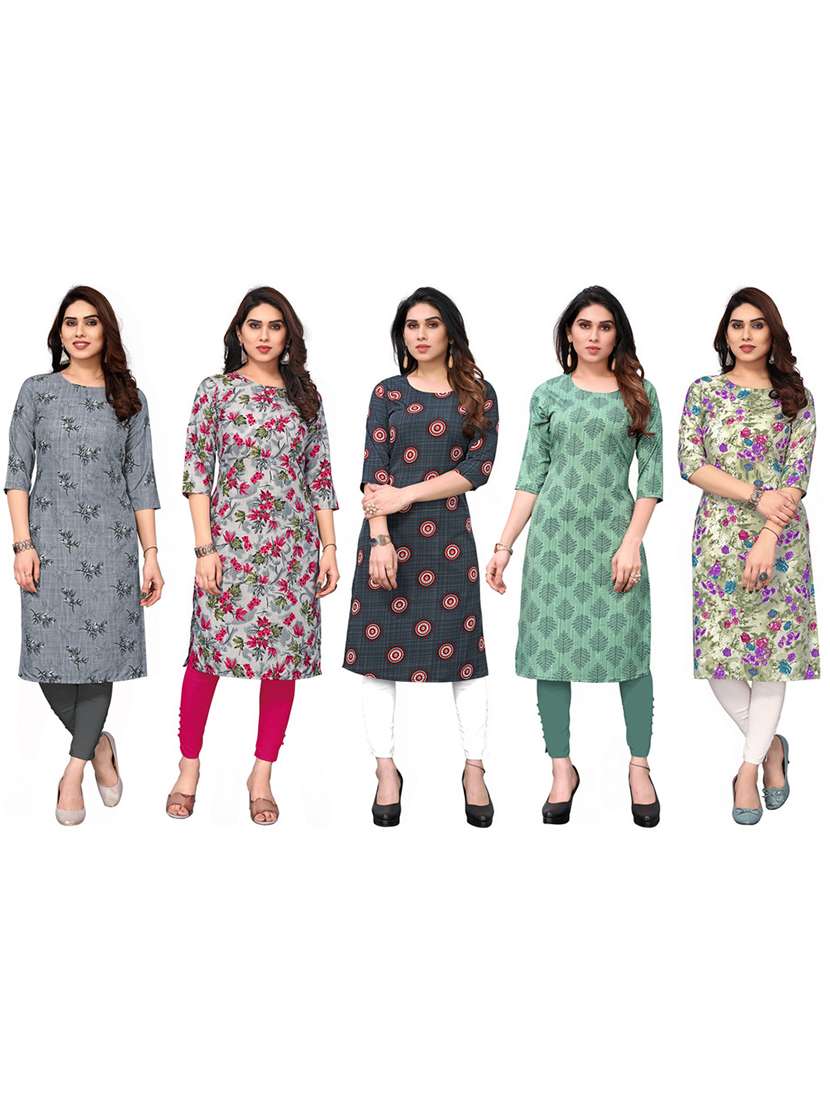 women pack of 5 printed straight kurta - 22269928 -  Standard Image - 6