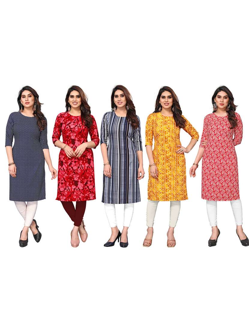 women pack of 5 printed straight kurta - 22269954 -  Standard Image - 6