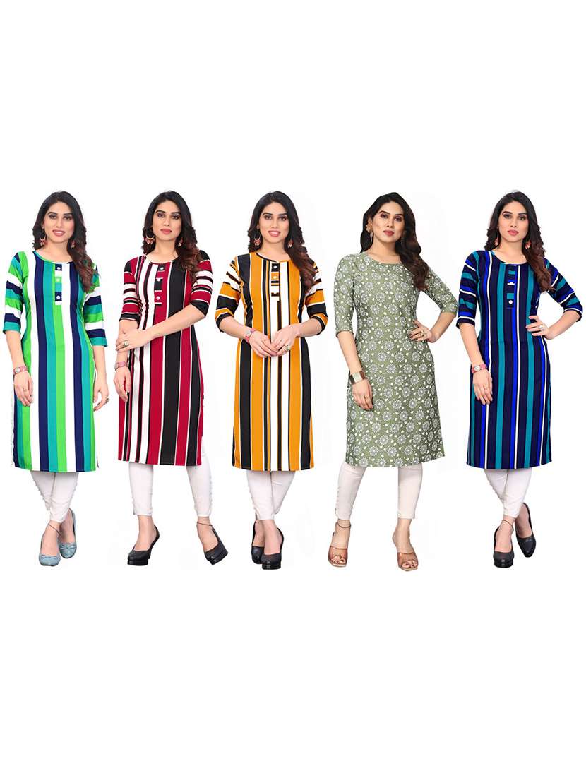 women pack of 5 printed straight kurta - 22269995 -  Standard Image - 6