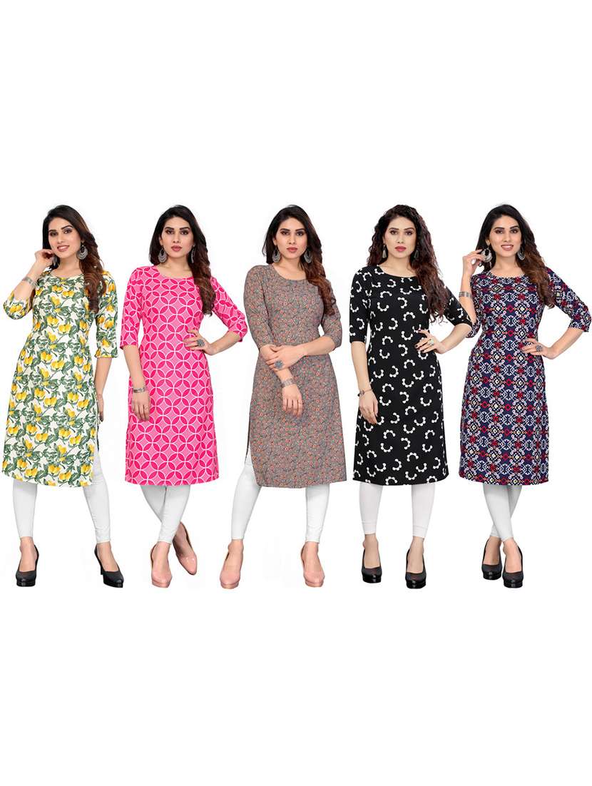 women pack of 5 printed straight kurta - 22270006 -  Standard Image - 6