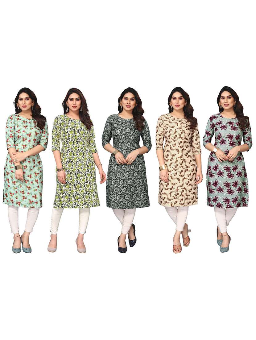 women pack of 5 printed straight kurta - 22270050 -  Standard Image - 6