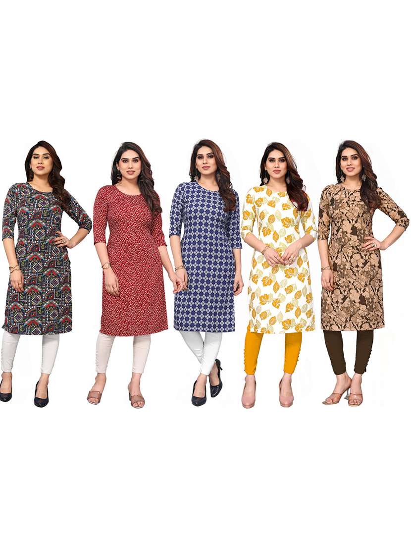 women pack of 5 printed straight kurta - 22270061 -  Standard Image - 6