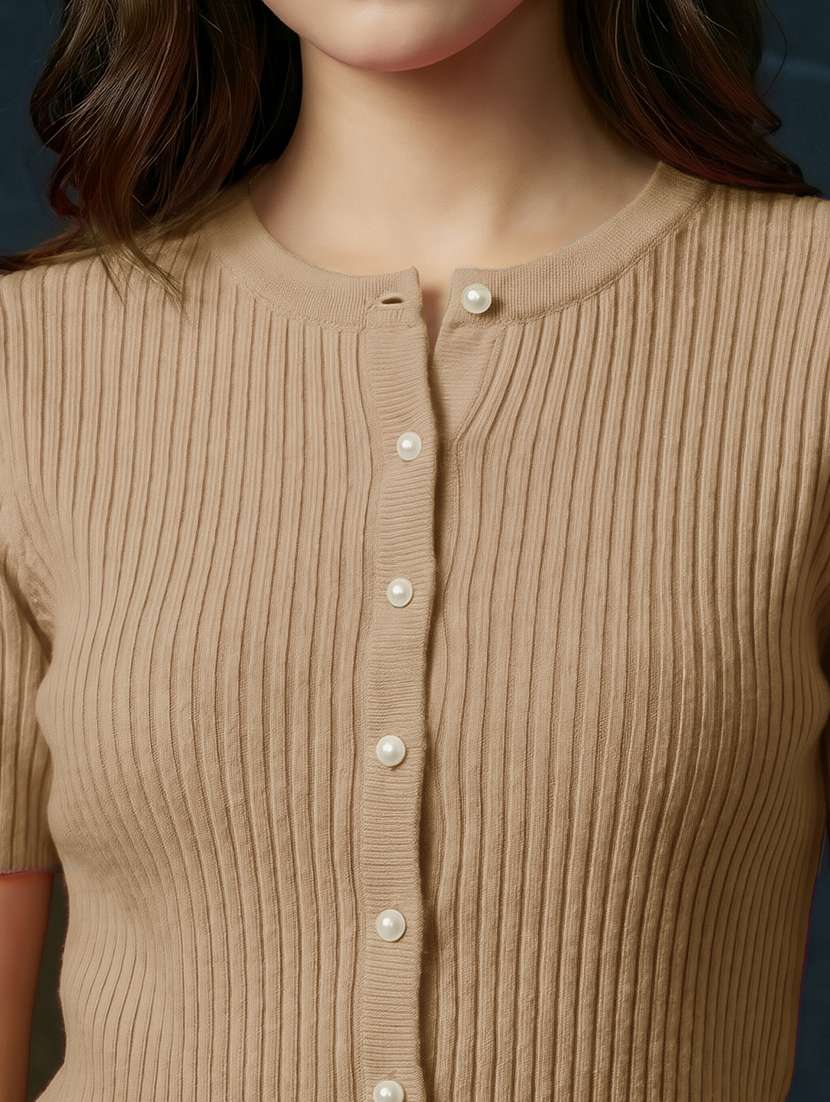 women solid short sleeve crop top - 22270440 -  Standard Image - 4