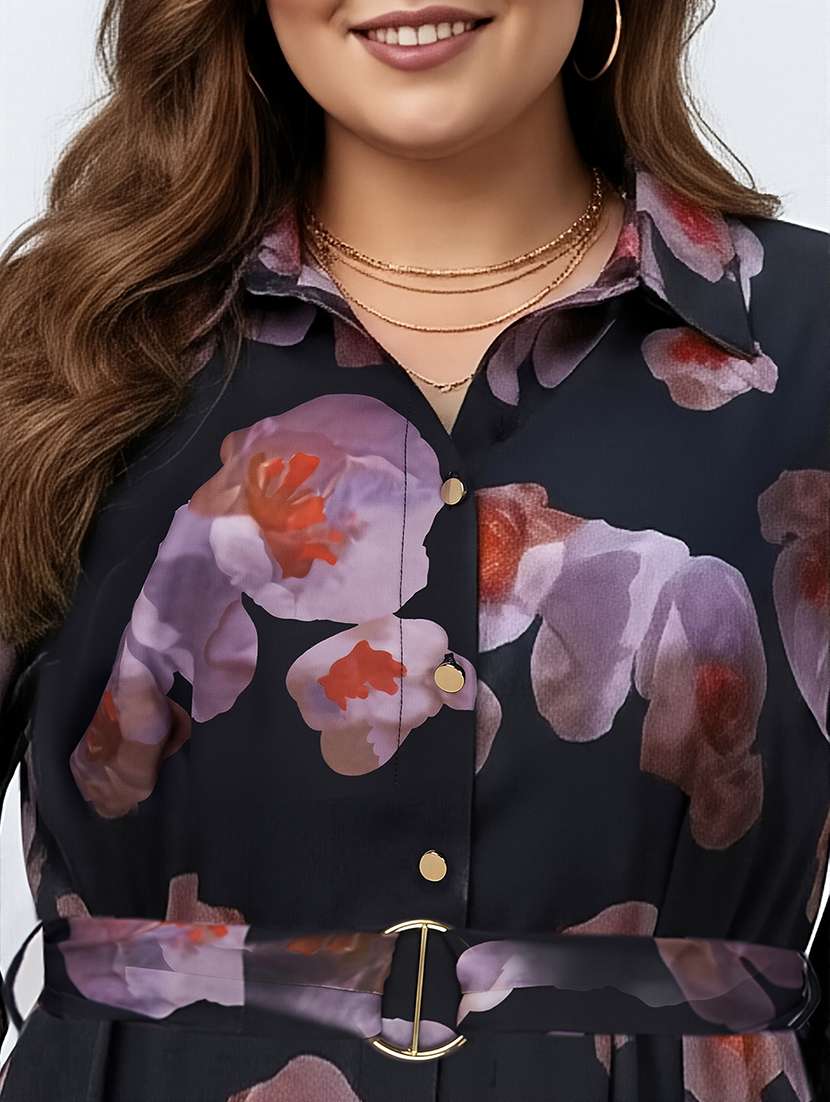 women plus size printed puff sleeve dress - 22270444 -  Standard Image - 4