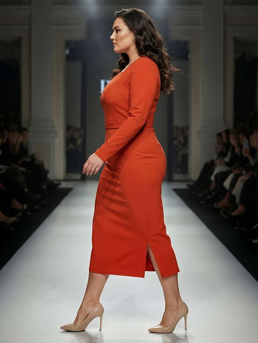 women plus size solid long sleeve bodycon dress - 22270449 -  Standard Image - 1