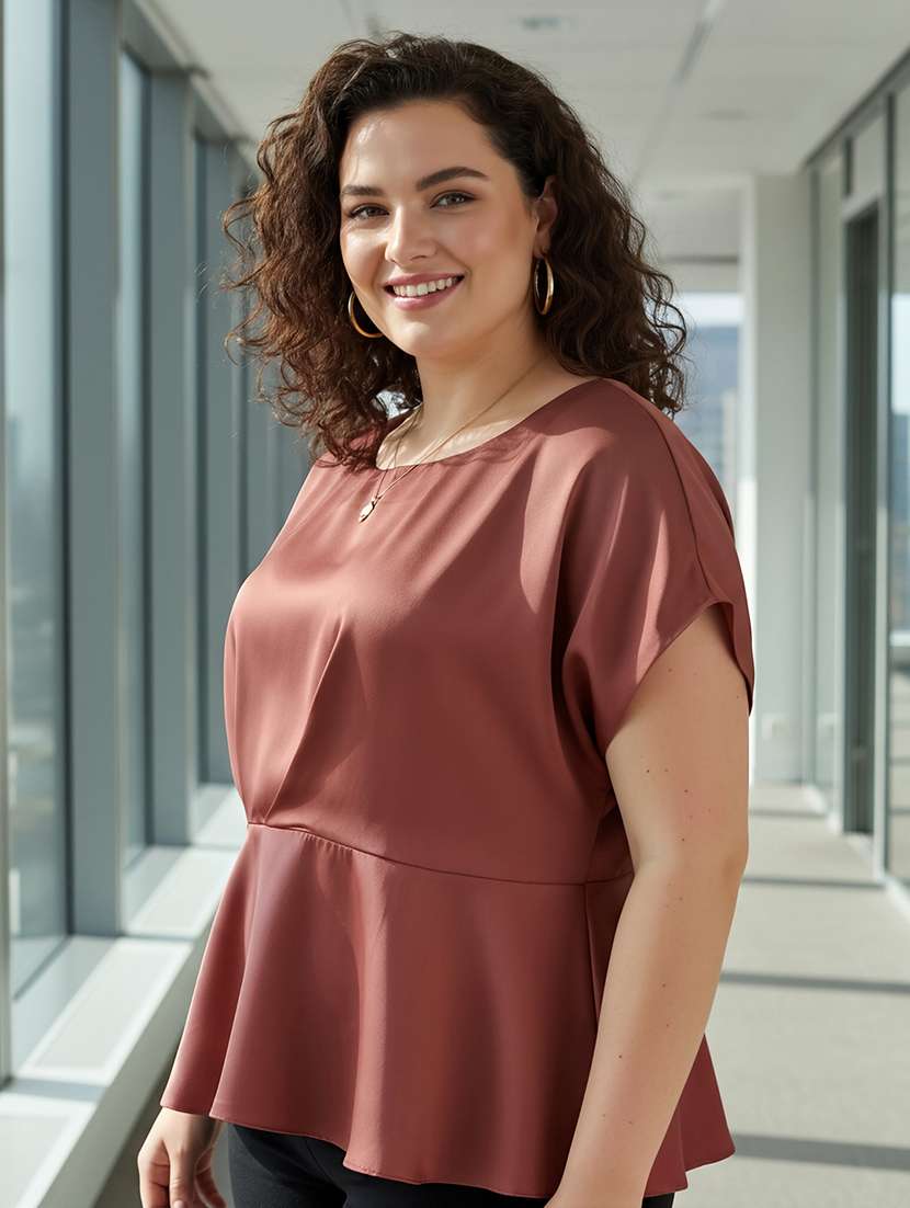 women plus size short sleeve peplum top - 22270460 -  Standard Image - 1