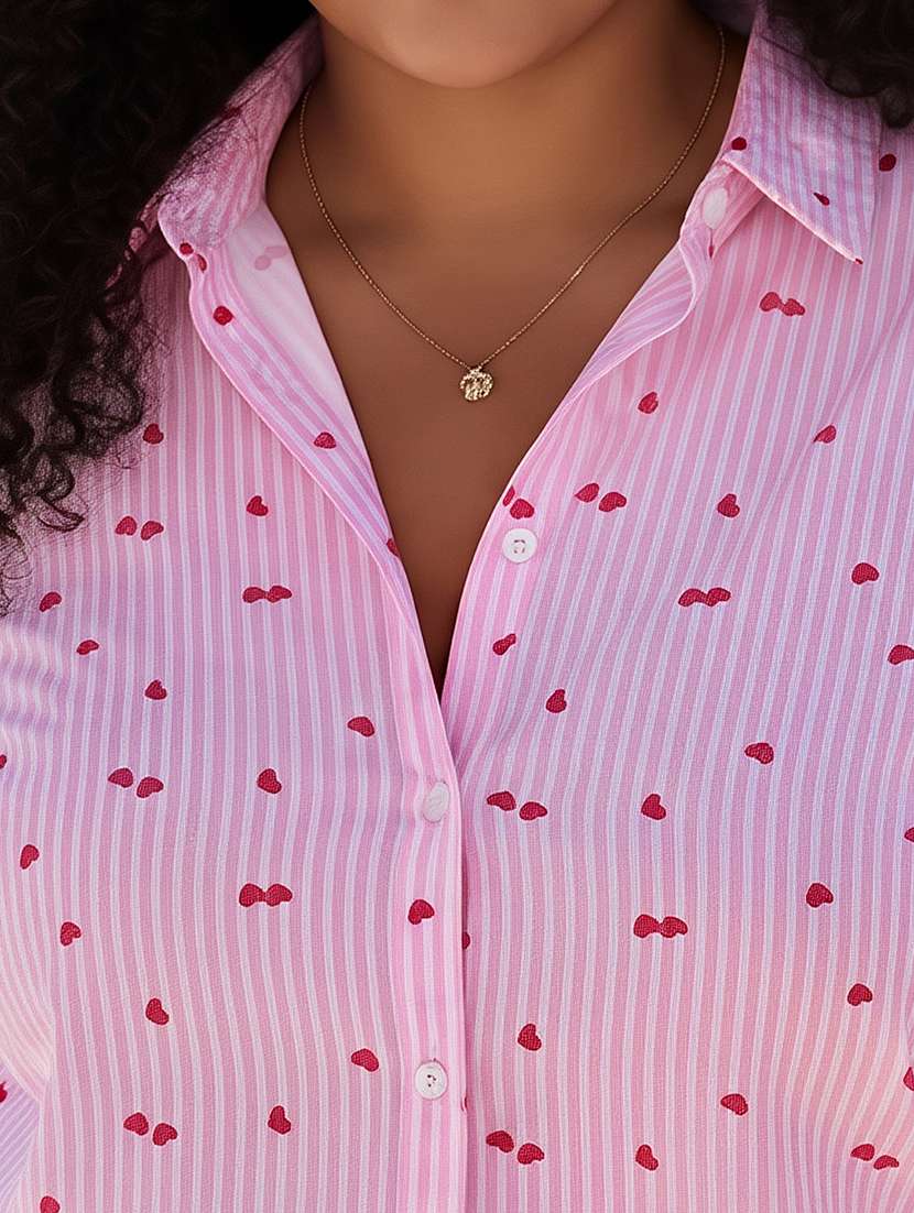 women plus size printed collared long sleeve shirt - 22270471 -  Standard Image - 4