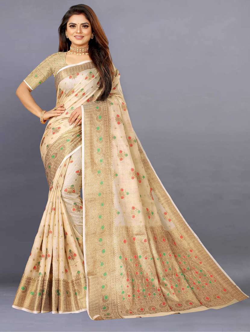 women self design banarasi saree with blouse