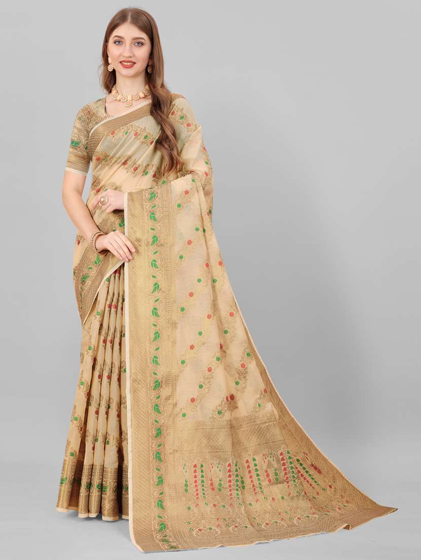 women self design banarasi saree with blouse