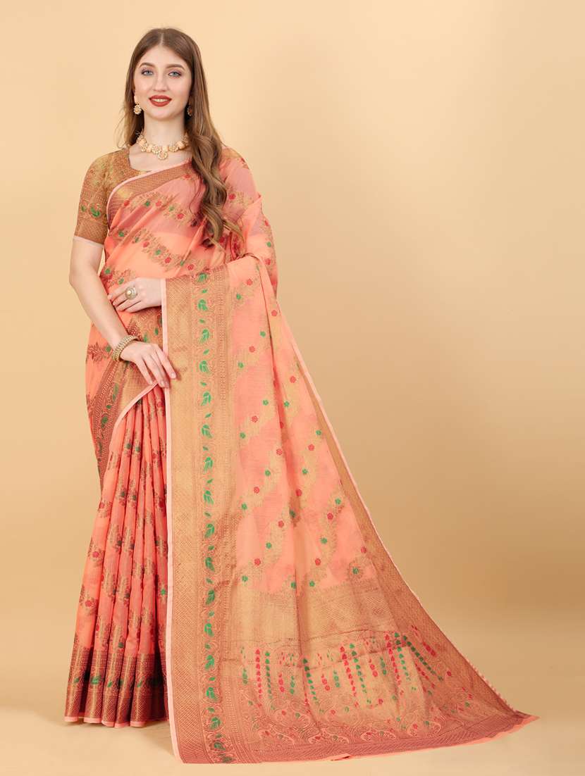 women self design banarasi saree with blouse