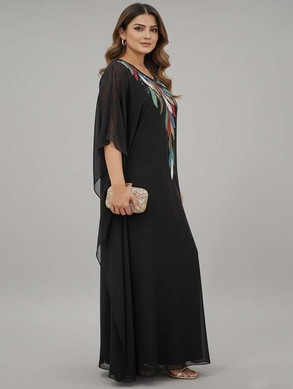 women embroidered kimono sleeve kaftan dress - 22270672 -  Standard Image - 1