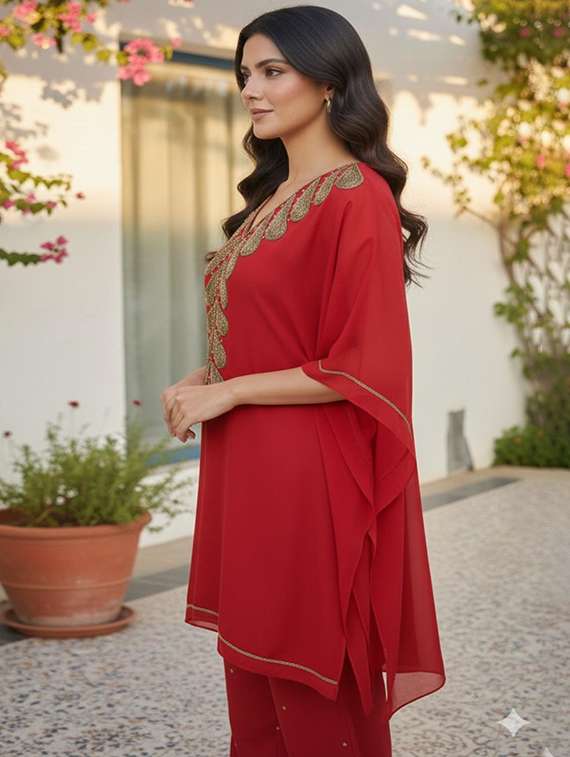 women embroidered kimono sleeve kaftan kurta - 22270676 -  Standard Image - 1