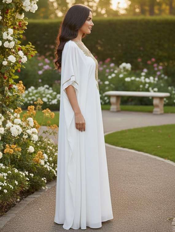 women embroidered kimono sleeve kaftan dress - 22270680 -  Standard Image - 1