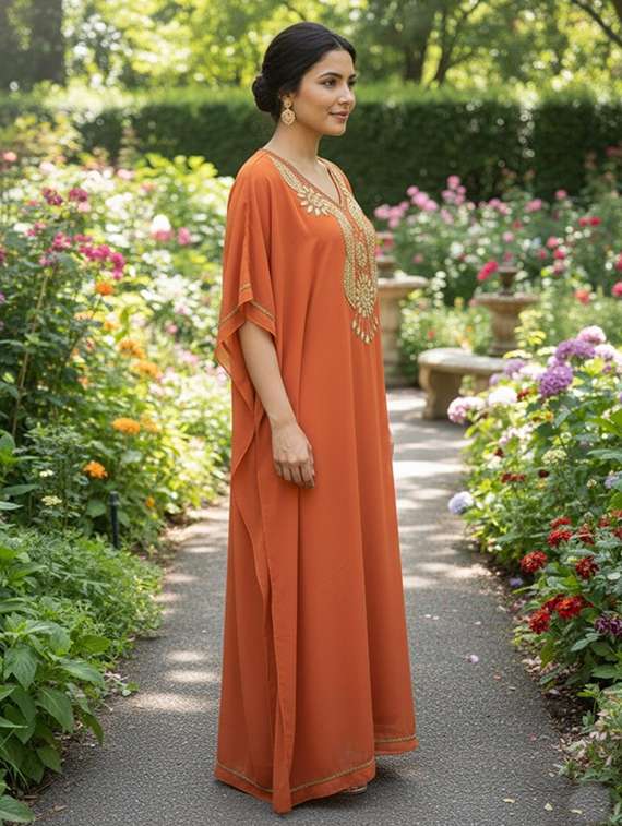 women embroidered kimono sleeve kaftan dress - 22270681 -  Standard Image - 1