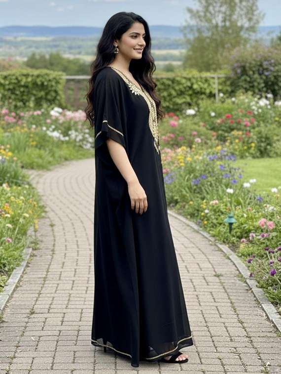 women embroidered kimono sleeve kaftan dress - 22270683 -  Standard Image - 1