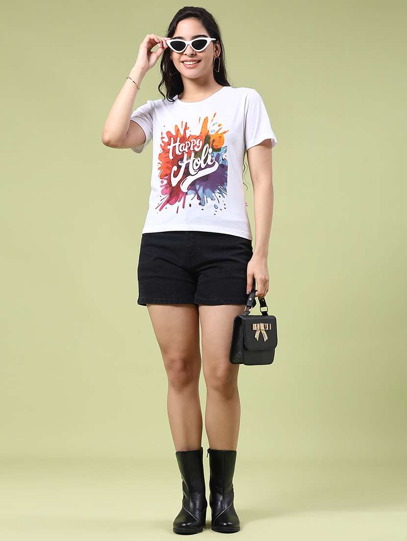 women solid mid rise denim shorts - 22270935 -  Standard Image - 4