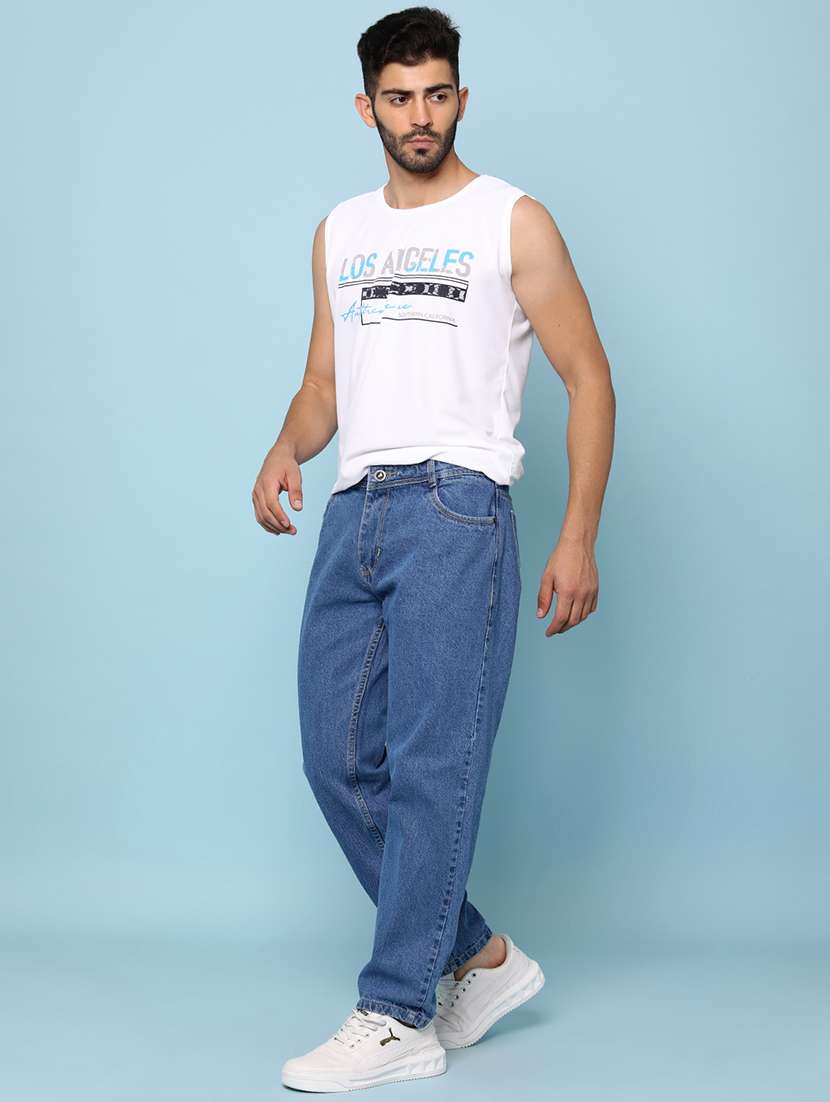 men plain mid rise full length straight jeans - 22271068 -  Standard Image - 4