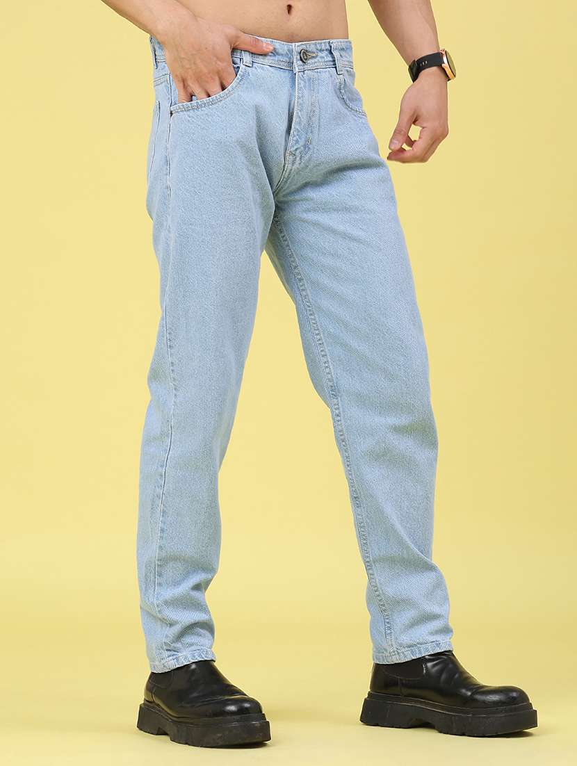 men plain mid rise full length tapered jeans - 22271069 -  Standard Image - 1