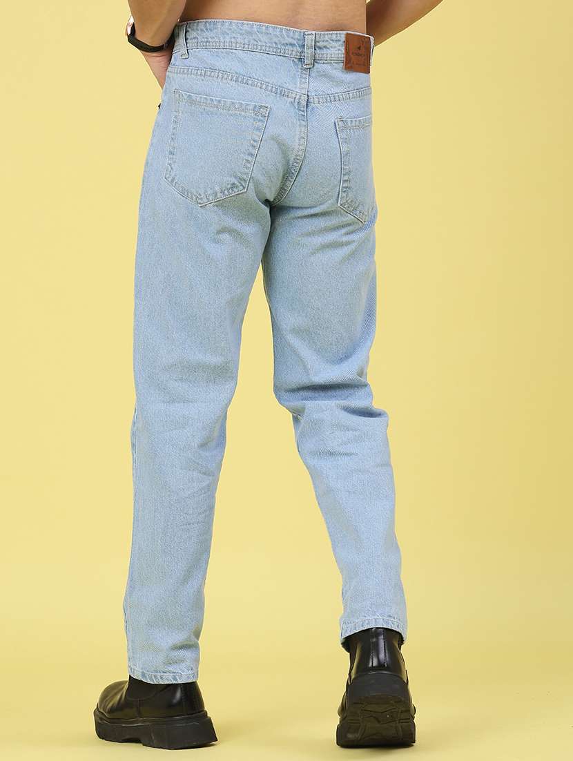 men plain mid rise full length tapered jeans - 22271069 -  Standard Image - 4