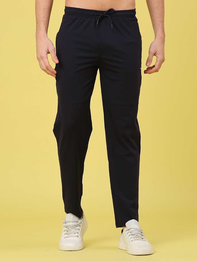 men solid mid rise regular fit track pant