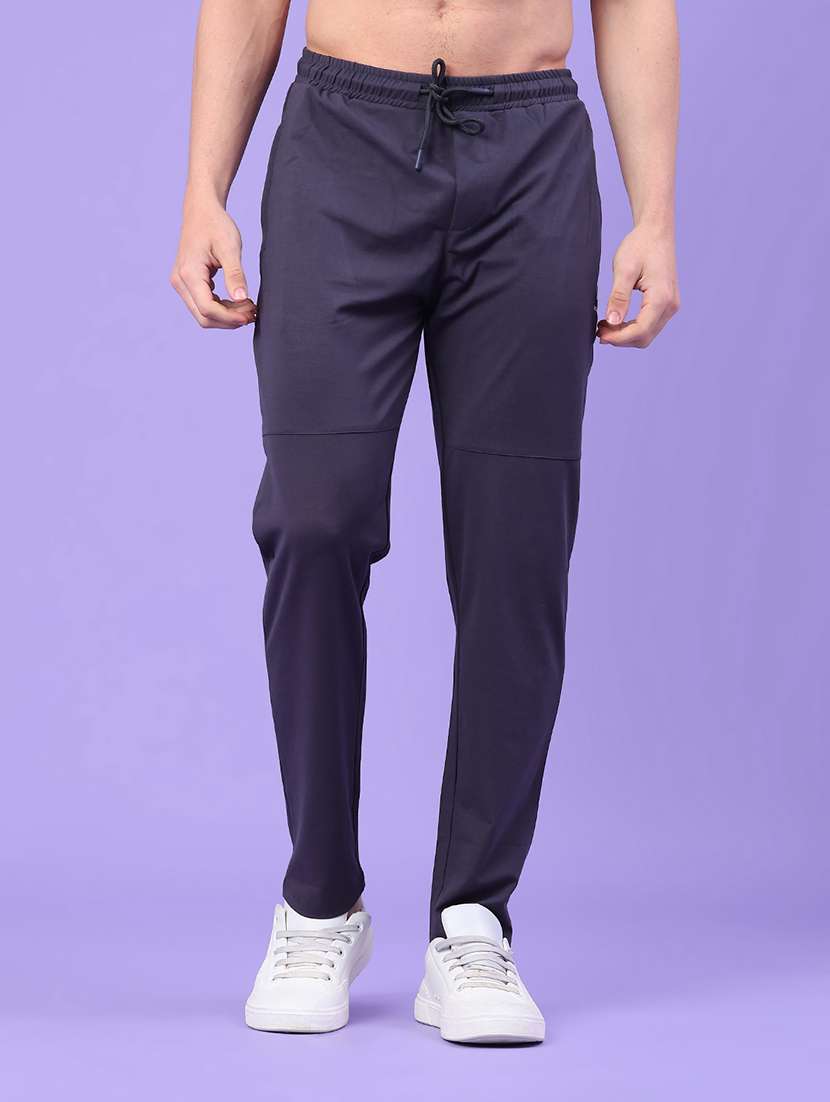 men solid mid rise regular fit track pant
