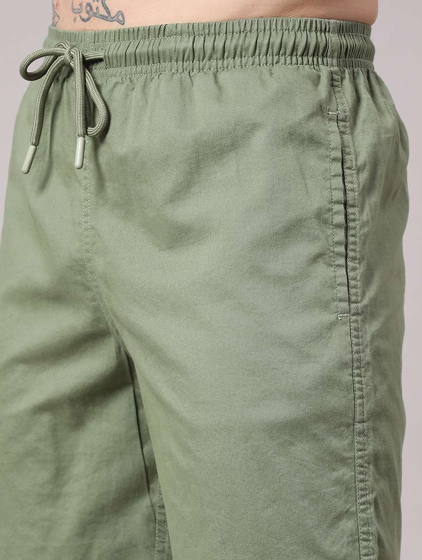 men olive cotton shorts three - fourth - 22271219 -  Standard Image - 1