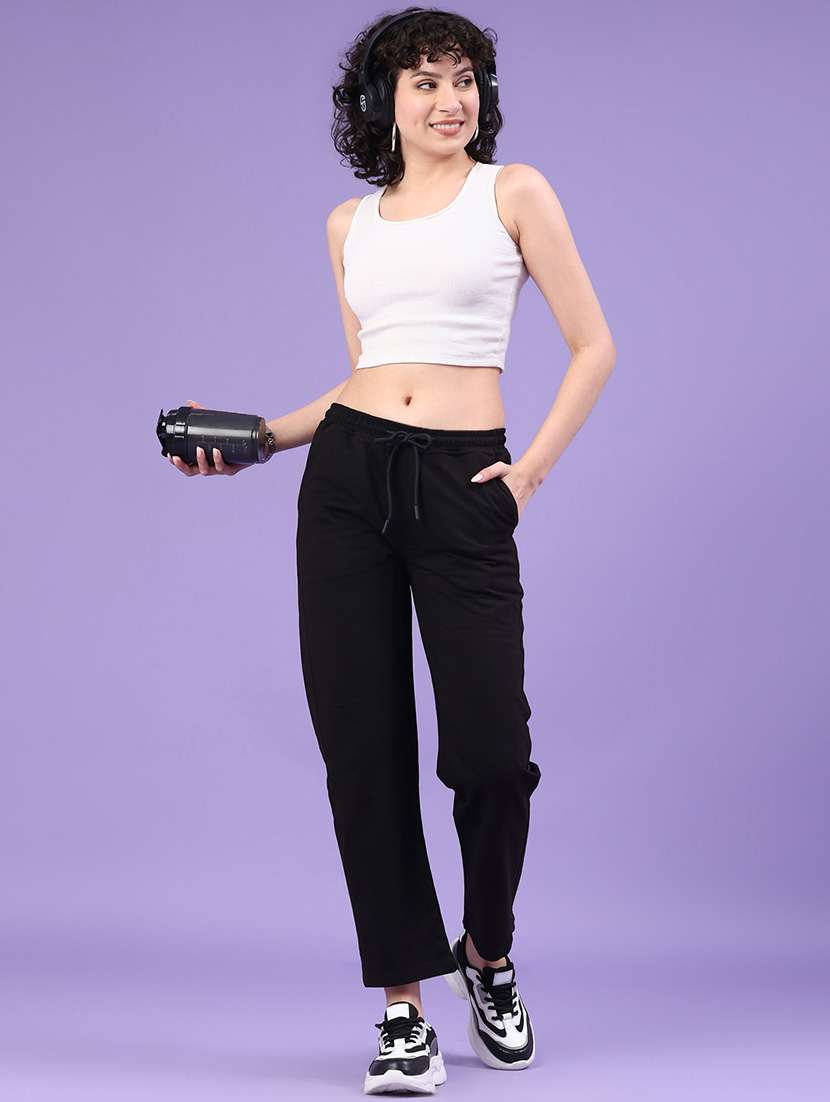 women solid mid rise track pant - 22271230 -  Standard Image - 4