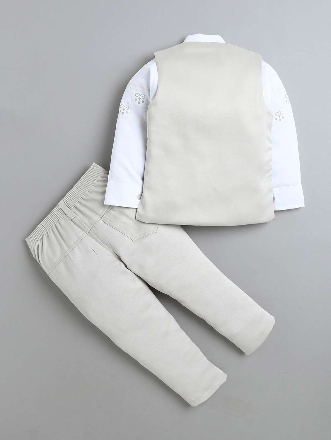 boys printed waistcoat and trouser with shirt set - 22271317 -  Standard Image - 1