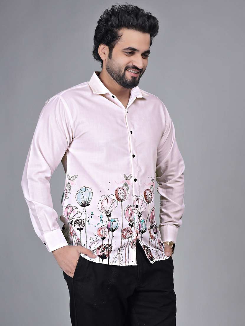 men printed collared long sleeve shirt - 22271362 -  Standard Image - 1