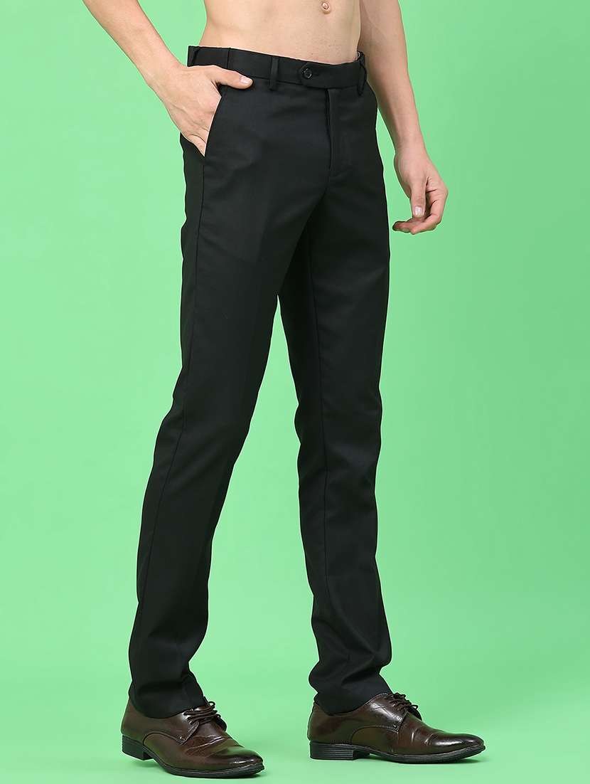 men solid mid rise flat front formal trouser - 22271567 -  Standard Image - 1