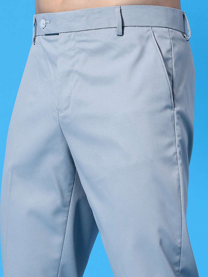 men solid mid rise flat front formal trouser - 22271569 -  Standard Image - 1