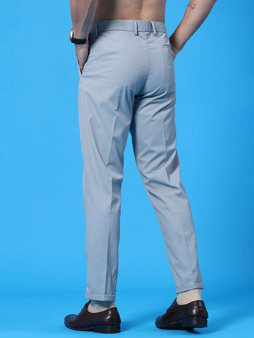 men solid mid rise flat front formal trouser - 22271569 -  Standard Image - 4