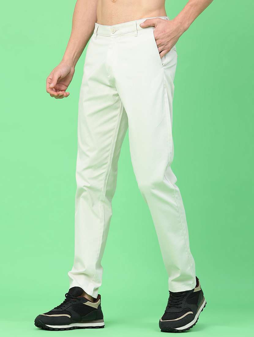men solid mid rise chinos casual trouser - 22271737 -  Standard Image - 1
