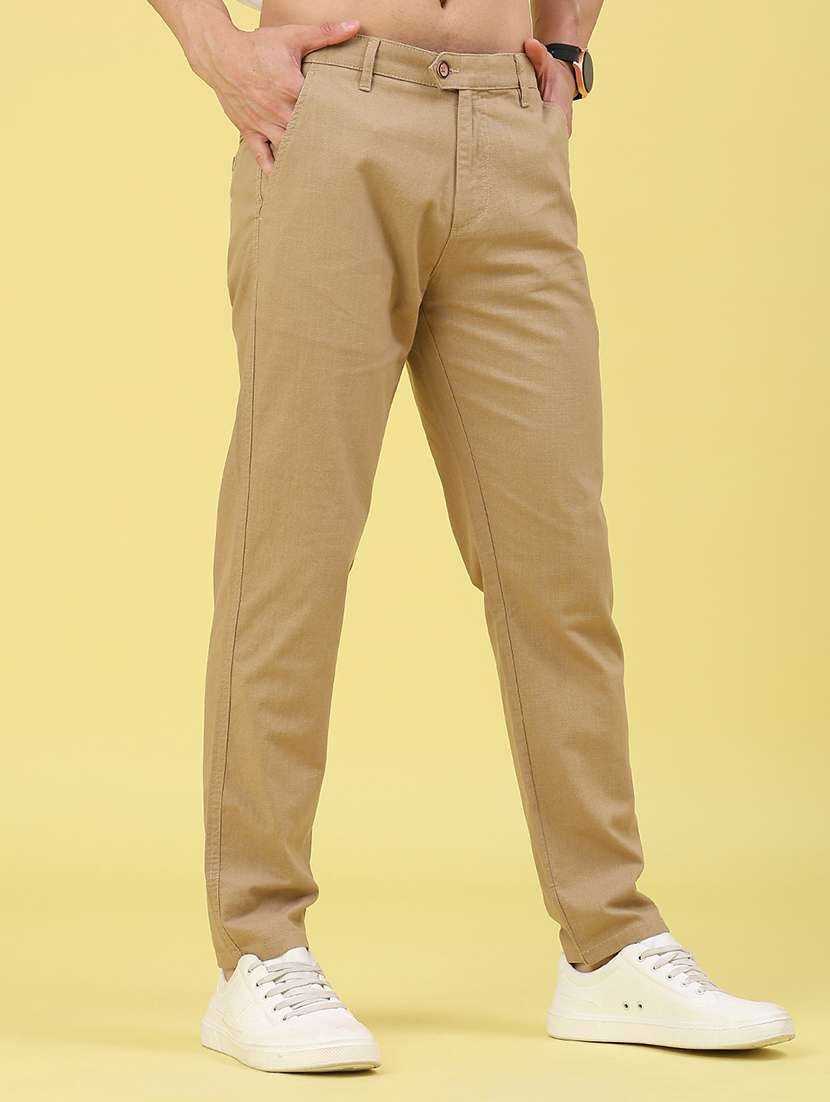 men solid mid rise chinos casual trouser - 22271740 -  Standard Image - 1