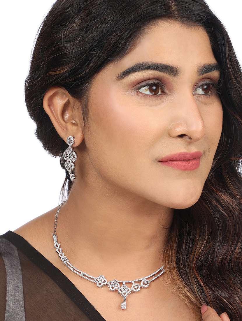 women stone studded necklace set - 22271850 -  Standard Image - 1