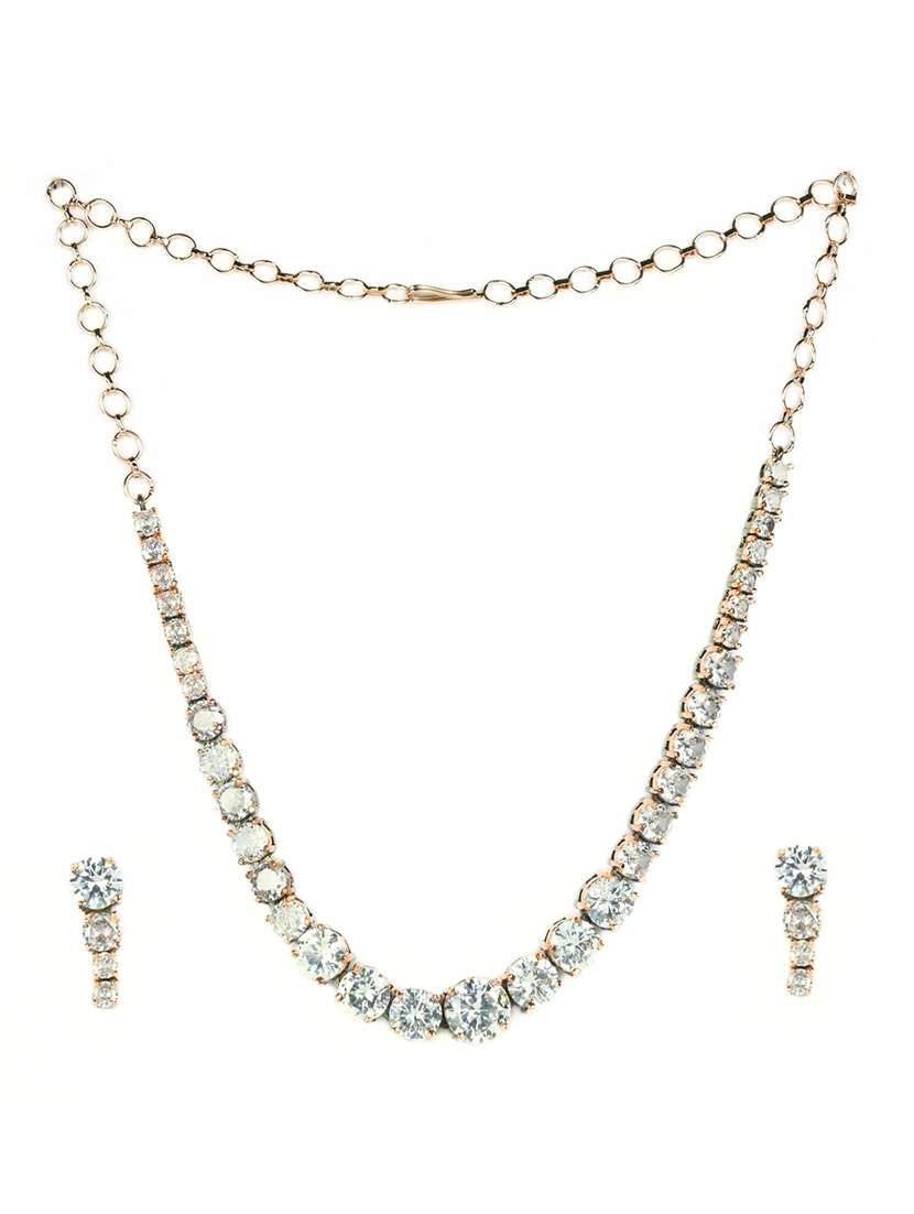women stone studded necklace set - 22271855 -  Standard Image - 1
